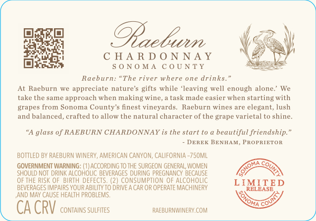TABC label artwork for Raeburn Limited Release Chardonnay