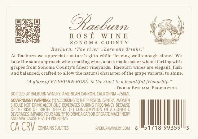 TABC label artwork for Raeburn Sonoma County Rose Wine