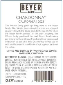 TABC label artwork for Beyer Ranch Chardonnay CA