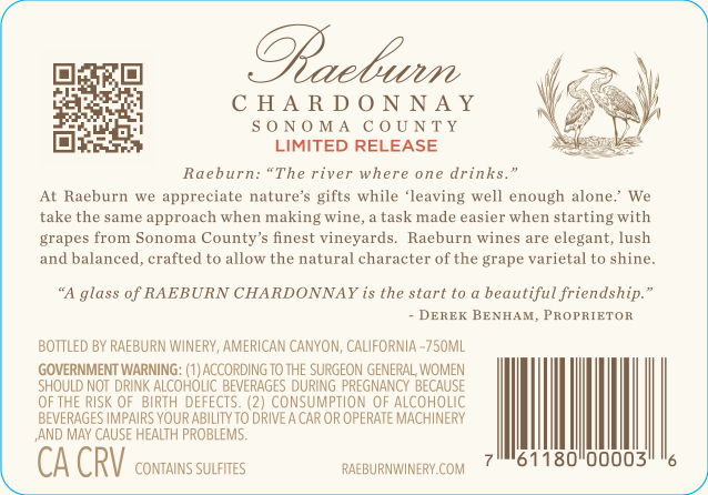 TABC label artwork for Raeburn Limited Release Chardonnay