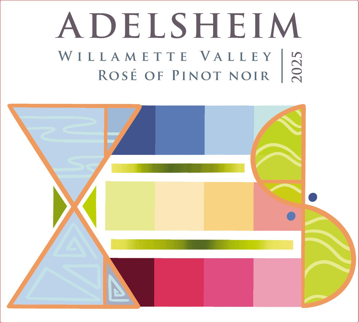 TABC label artwork for Adelsheim Vineyard Artist Series Rose of Pinot Noir