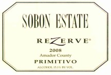 TABC label artwork for Sobon Estate Primitivo Rezerve