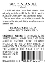 TABC label artwork for Sobon Estate Zinfandel Fiddletown