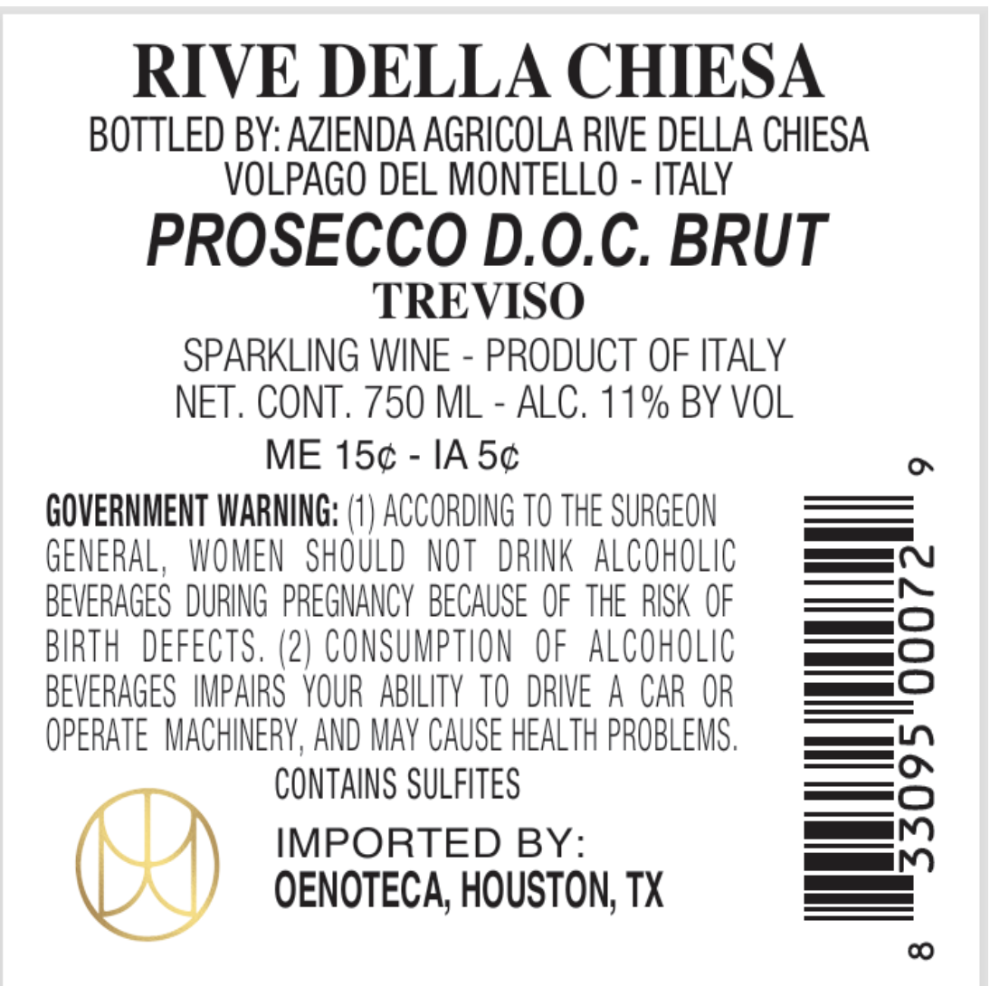 TABC label artwork for RIVE DELLA CHIESA