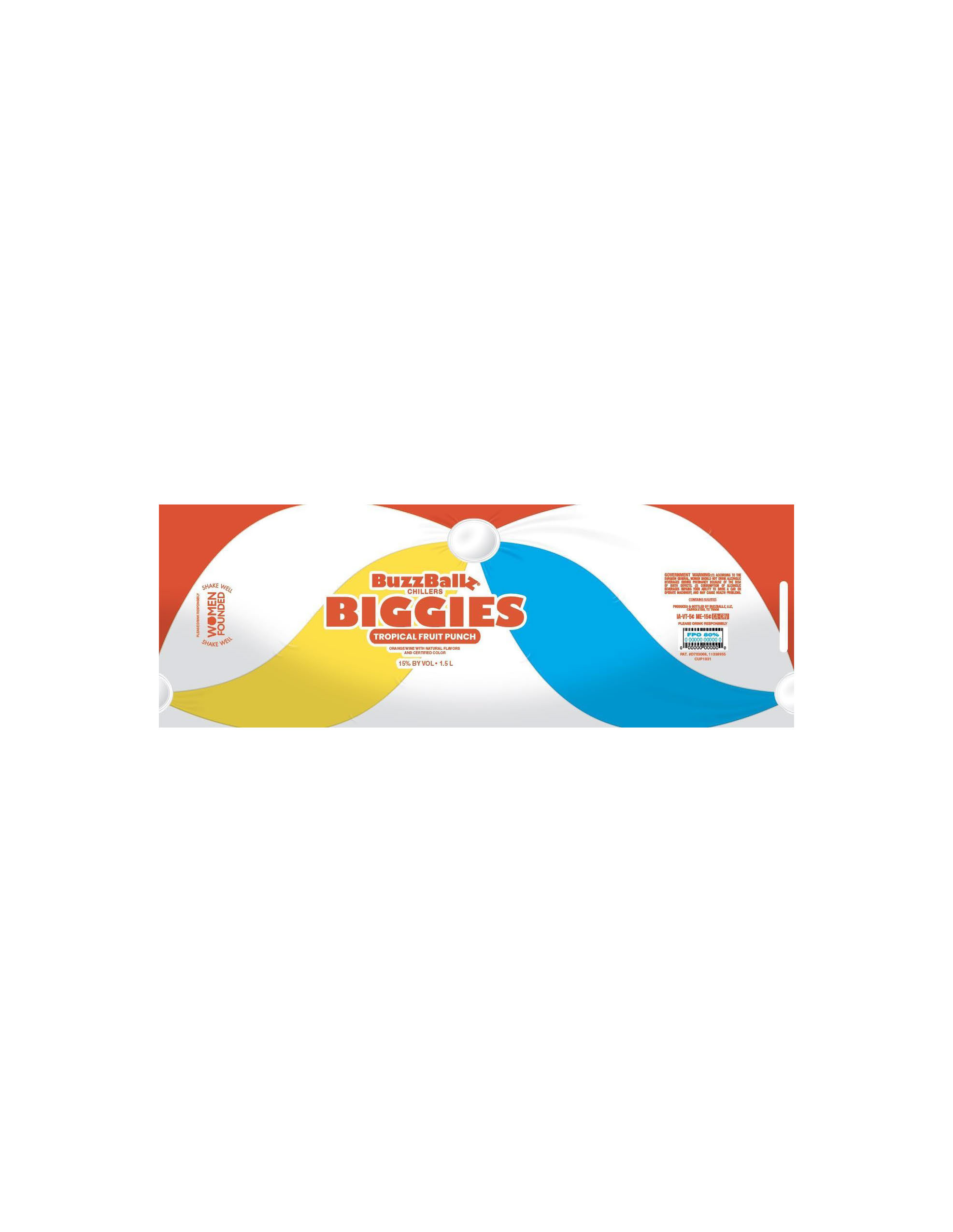 TABC label artwork for BuzzBallz Chillers Biggies Tropical Fruit Punch