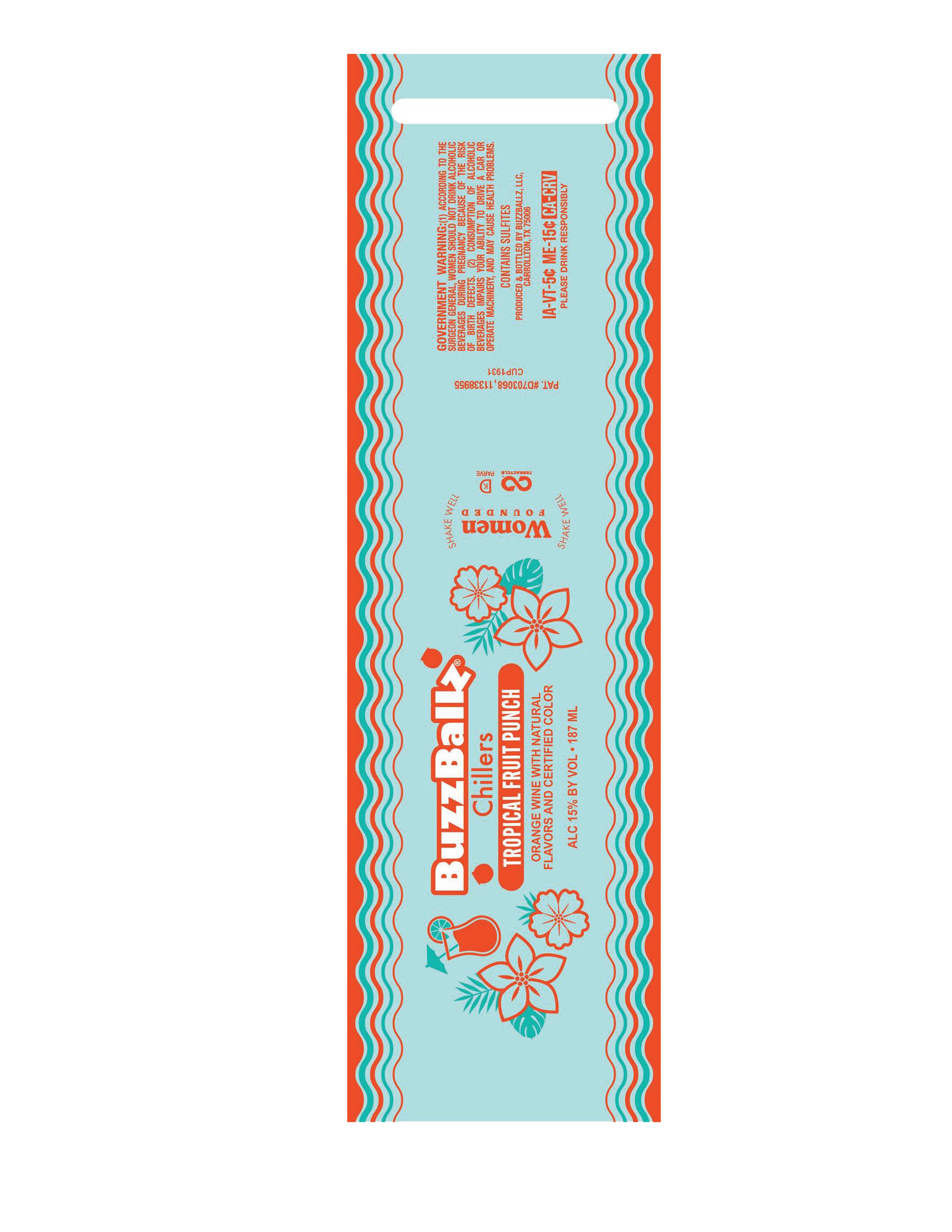 TABC label artwork for BuzzBallz Chillers Tropical Fruit Punch