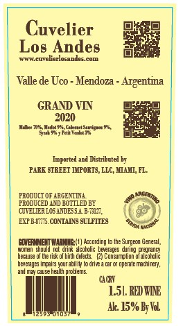 TABC label artwork for Cuvelier Los Andes Grand Vin 2020