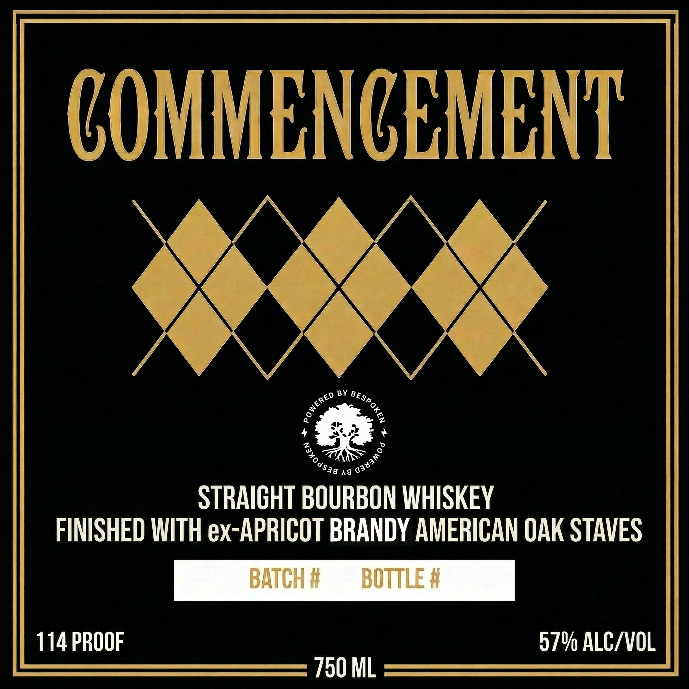 TABC label artwork for Commencement Straight Bourbon Whiskey