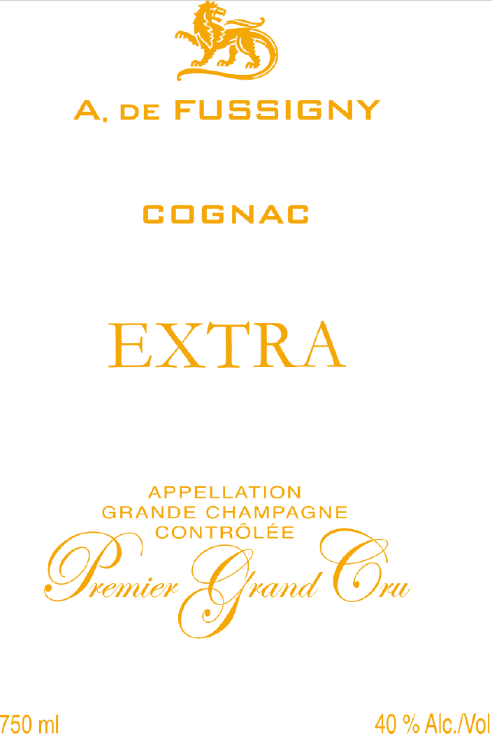 TABC label artwork for A de Fussigny Extra Cognac