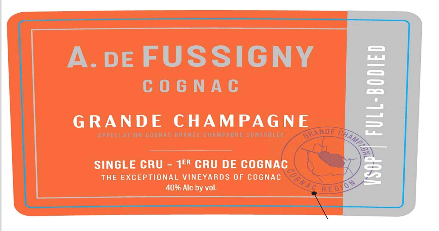 TABC label artwork for A de Fussigny Grand Champagne VSOP