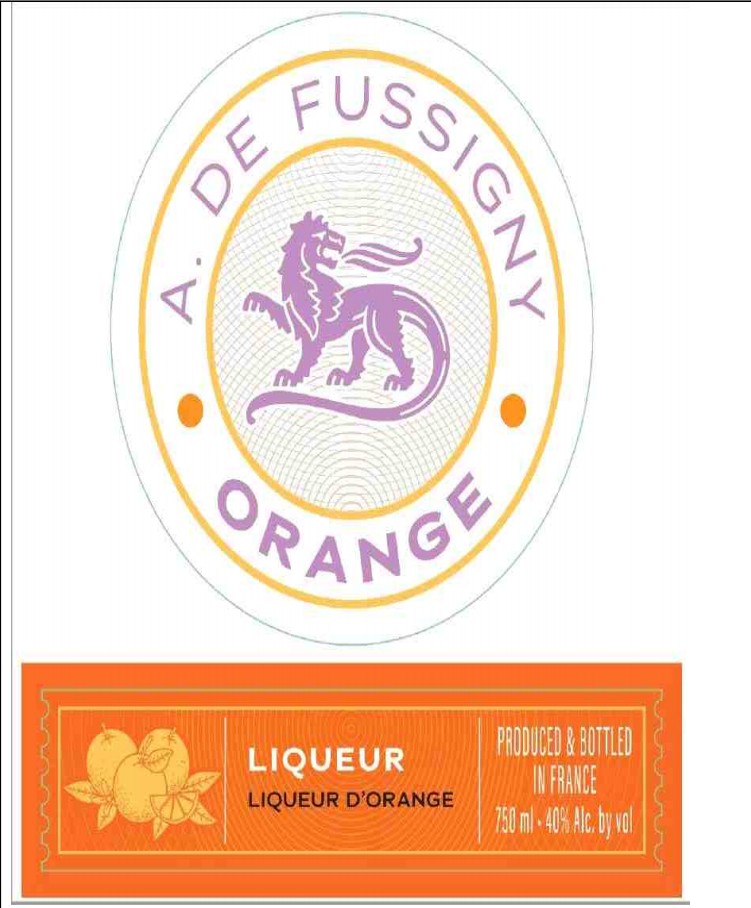 TABC label artwork for A de Fussigny Orange Liqueur