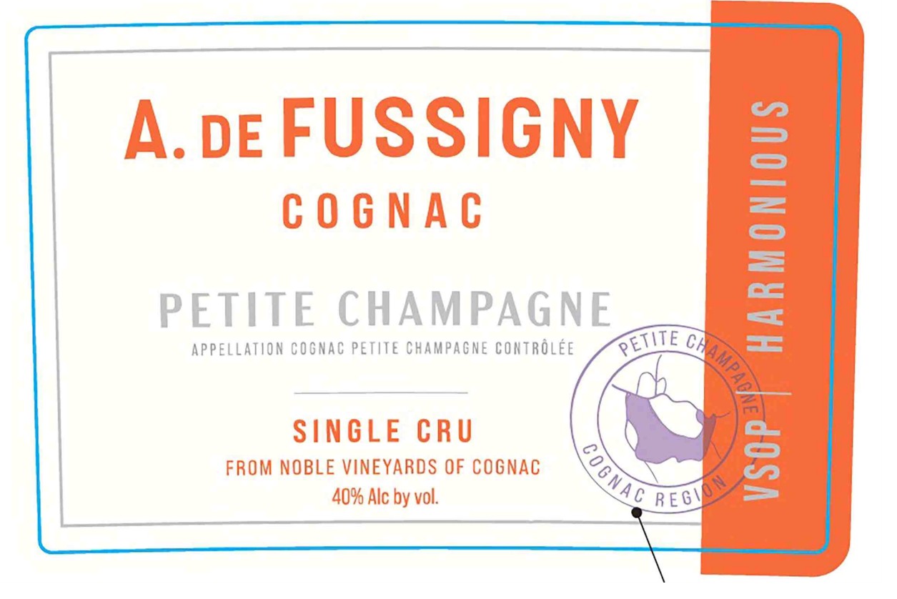 TABC label artwork for A de Fussigny Petite Champ VSOP