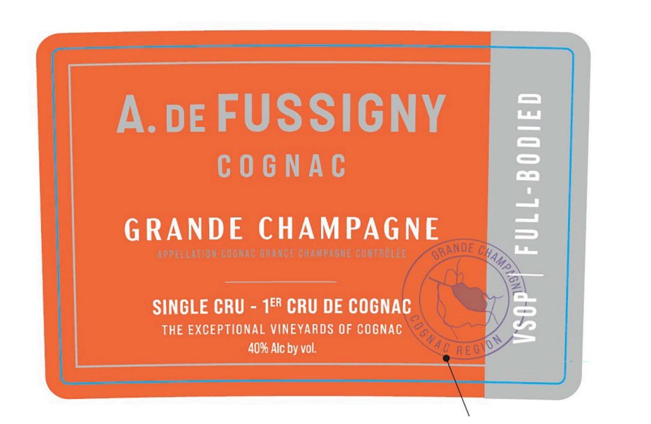 TABC label artwork for A DE FUSSIGNY GRANDE CHAMPAGNE SINGLE CRU