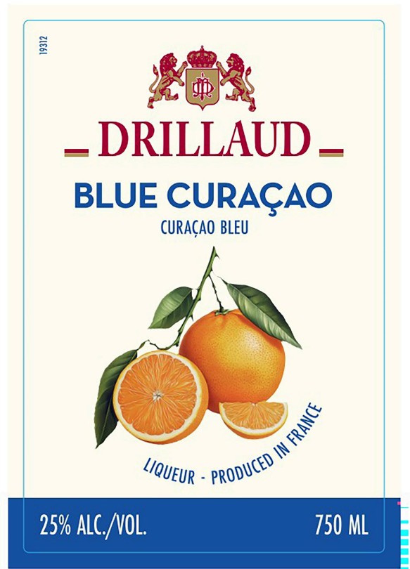 TABC label artwork for DRILLAUD BLUE CURACAO