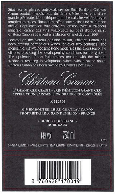 TABC label artwork for Chateau Canon St Emilion