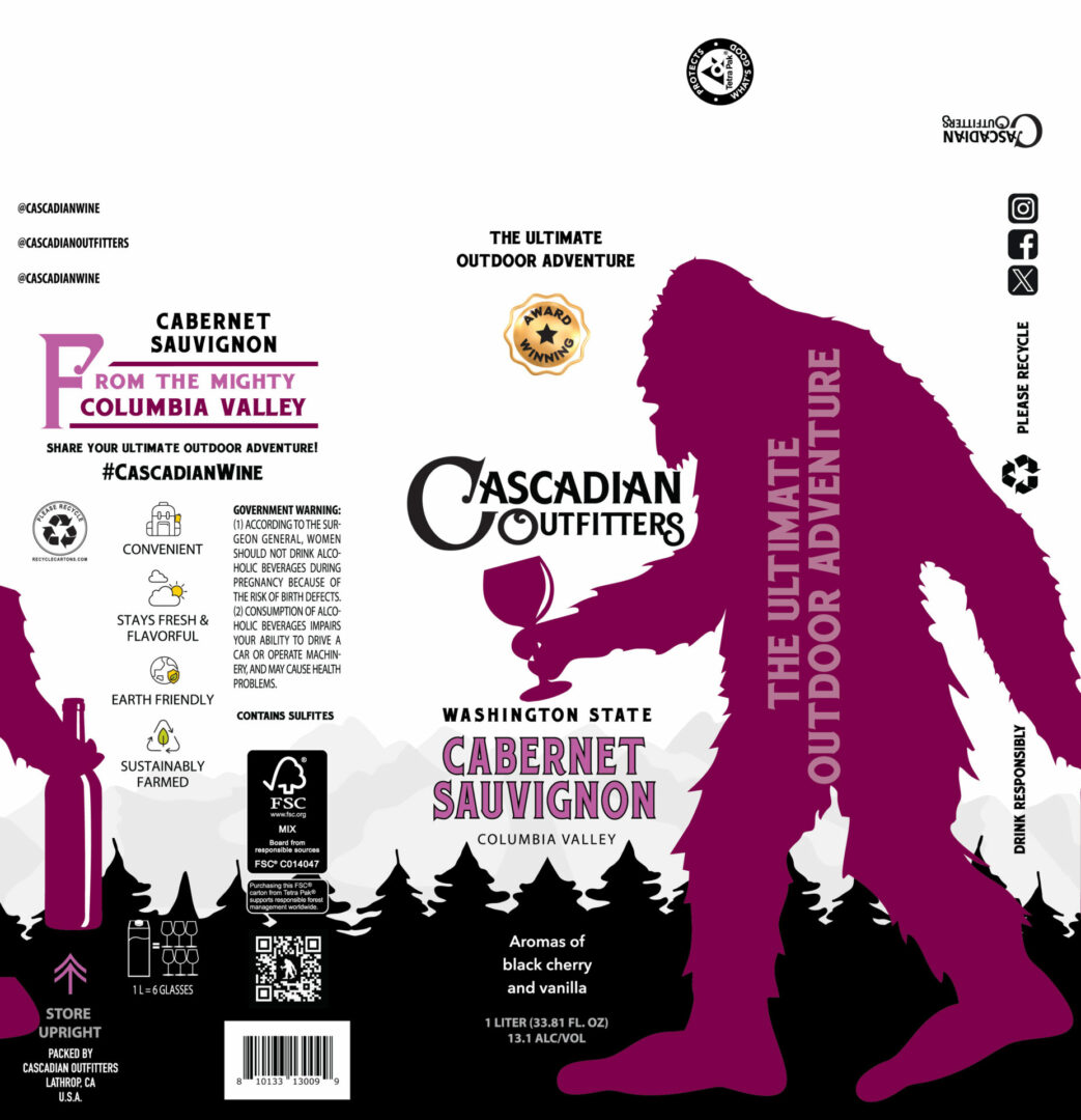 TABC label artwork for Cascadian Outfitters Cabernet Sauvignon Columbia Valley