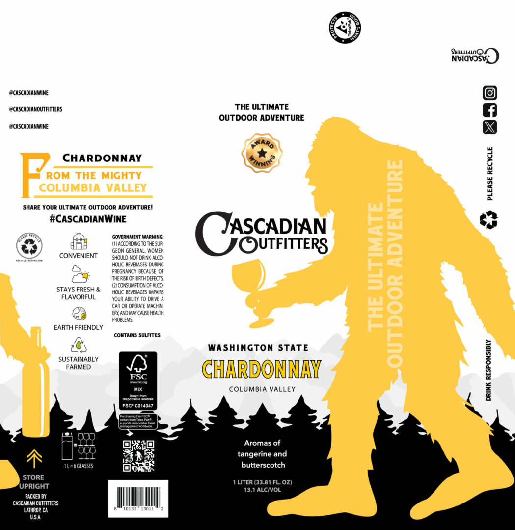 TABC label artwork for Cascadian Outfitters Chardonnay Columbia Valley