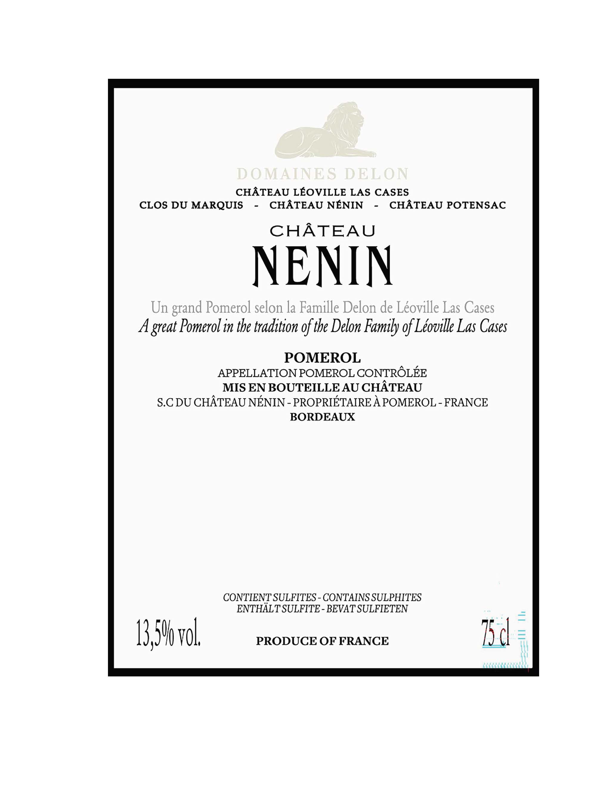 TABC label artwork for Chateau Nenin Pomer