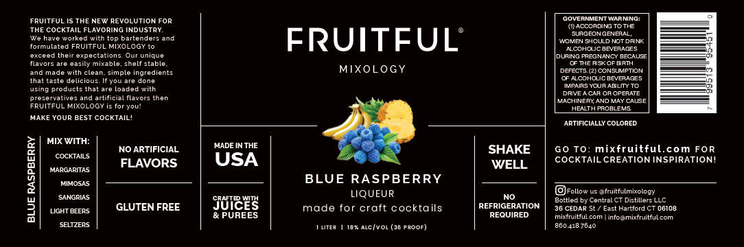 TABC label artwork for Fruitful Mixology Blue Raspberry Liqueur