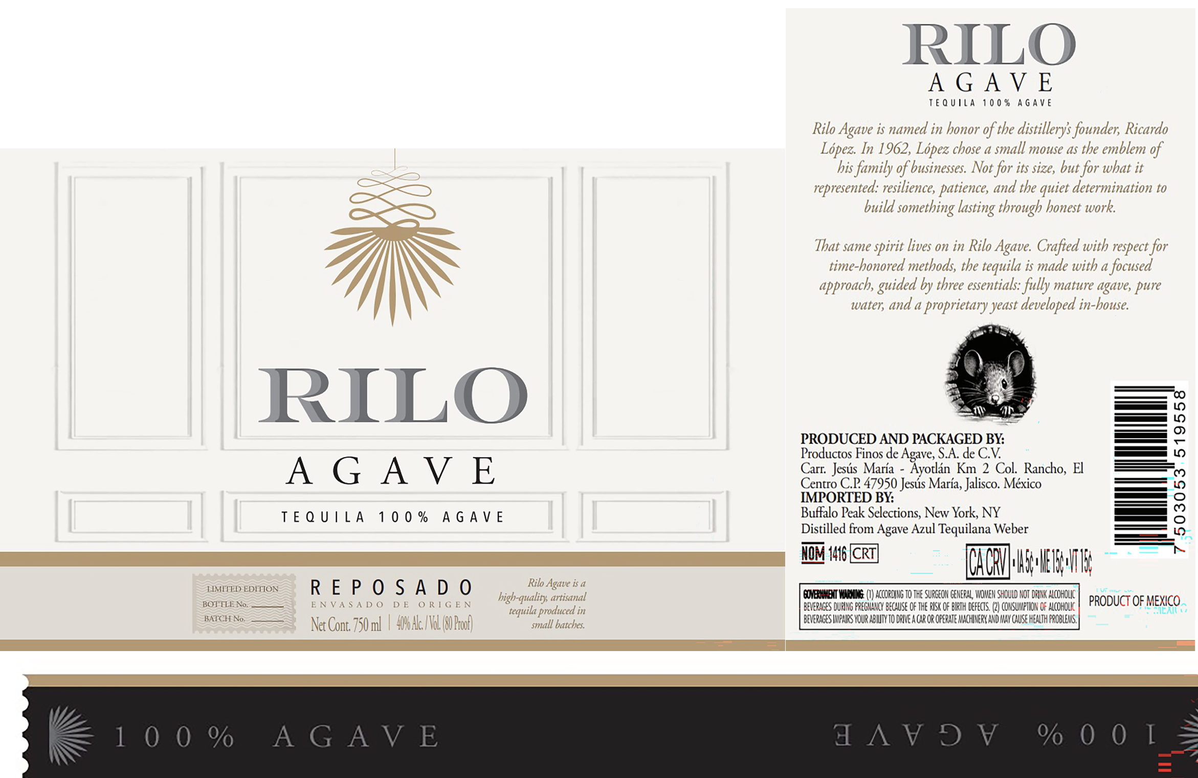 TABC label artwork for Rilo Agave Reposado Tequila