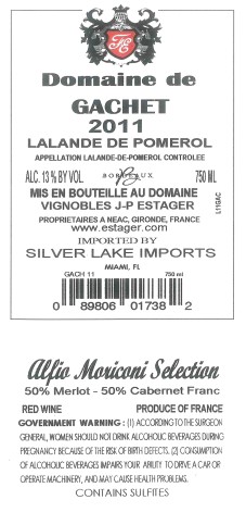 TABC label artwork for Domaine de Gachet Lalande Pomerol