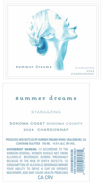 TABC label artwork for SUMMER DREAMS   CHARDONNAY SONOMA COAST STARGAZING