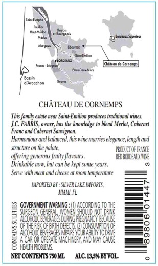 TABC label artwork for Chateau De Cornemps