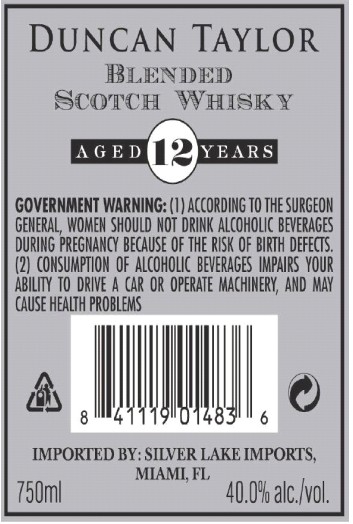 TABC label artwork for Duncan Taylor Blended Scotch 12 Yr