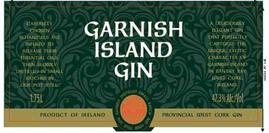 TABC label artwork for Garnish Island Gin