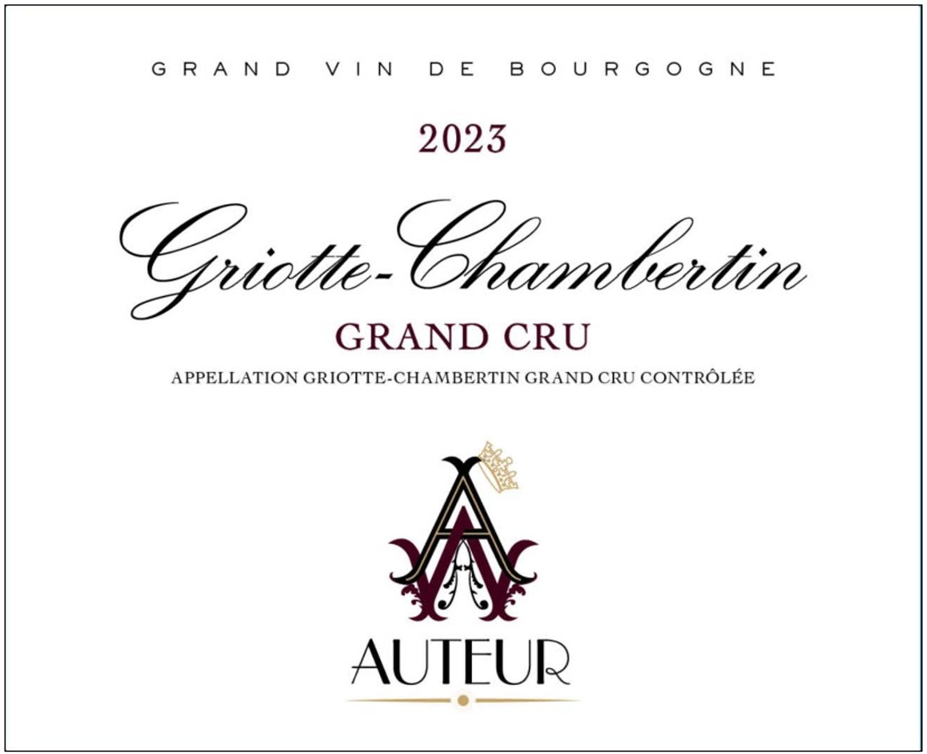 TABC label artwork for AUTEUR WINES GRAND CRU