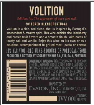 TABC label artwork for Volition Red Blend