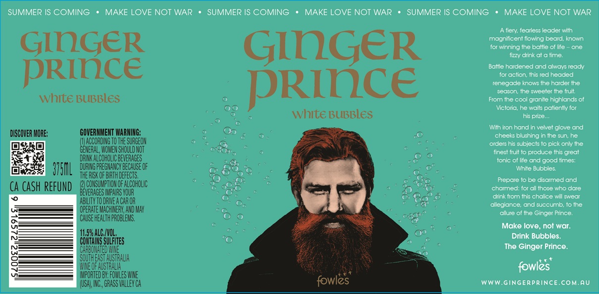 TABC label artwork for GINGER PRINCE WHITE BUBBLES
