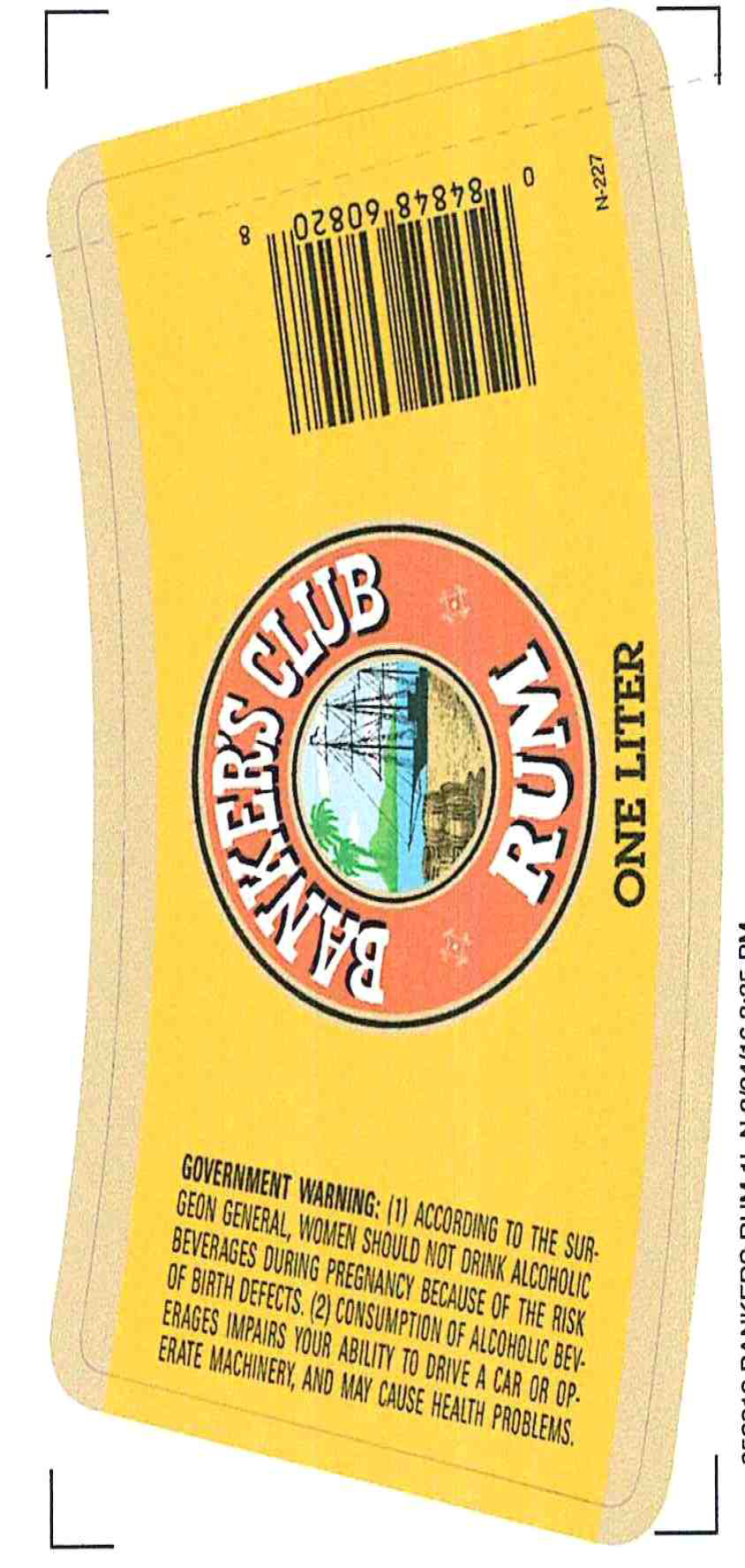 TABC label artwork for Bankers Club Silver Rum