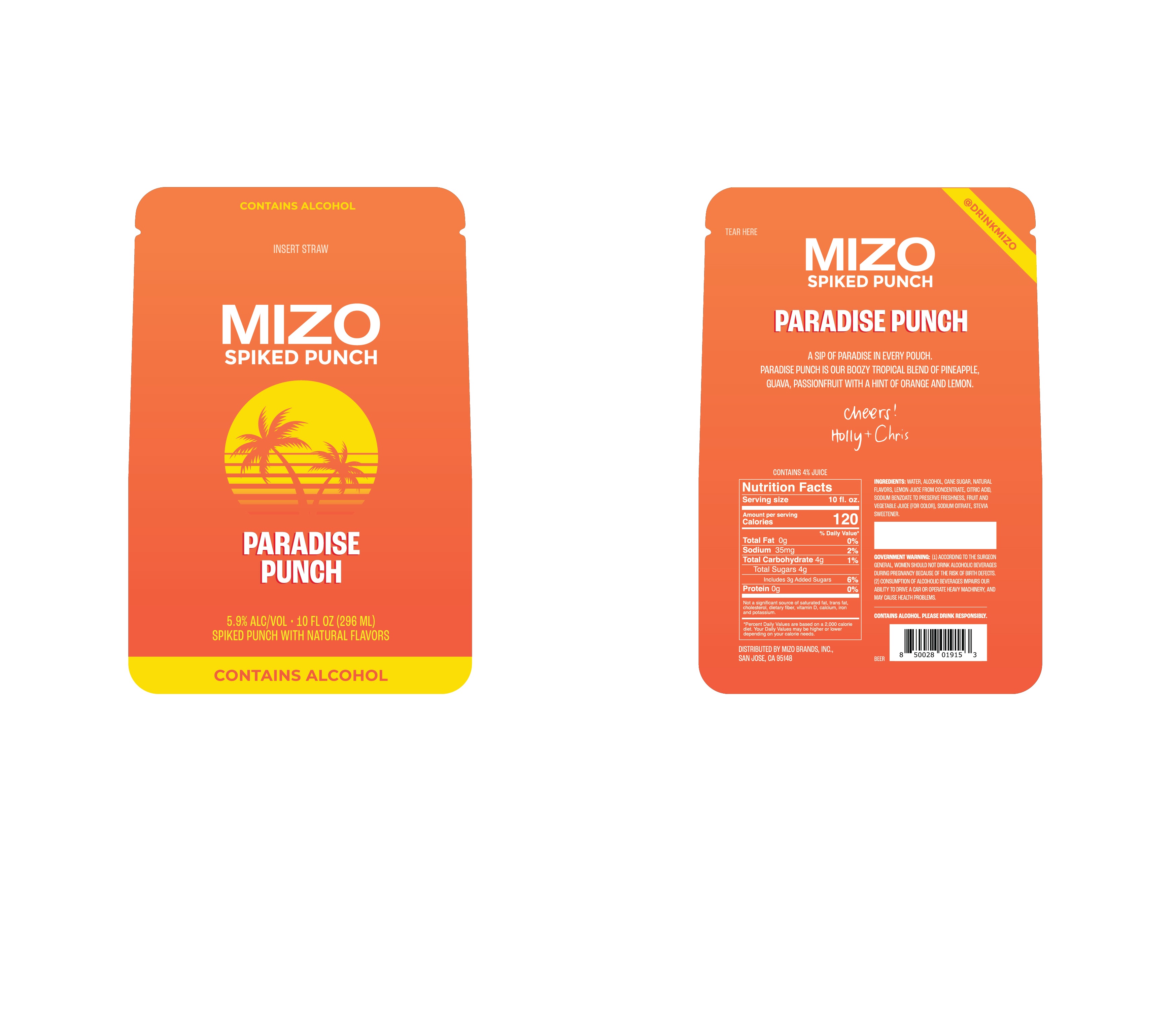 TABC label artwork for Mizo Spiked Punch - Paradise Punch