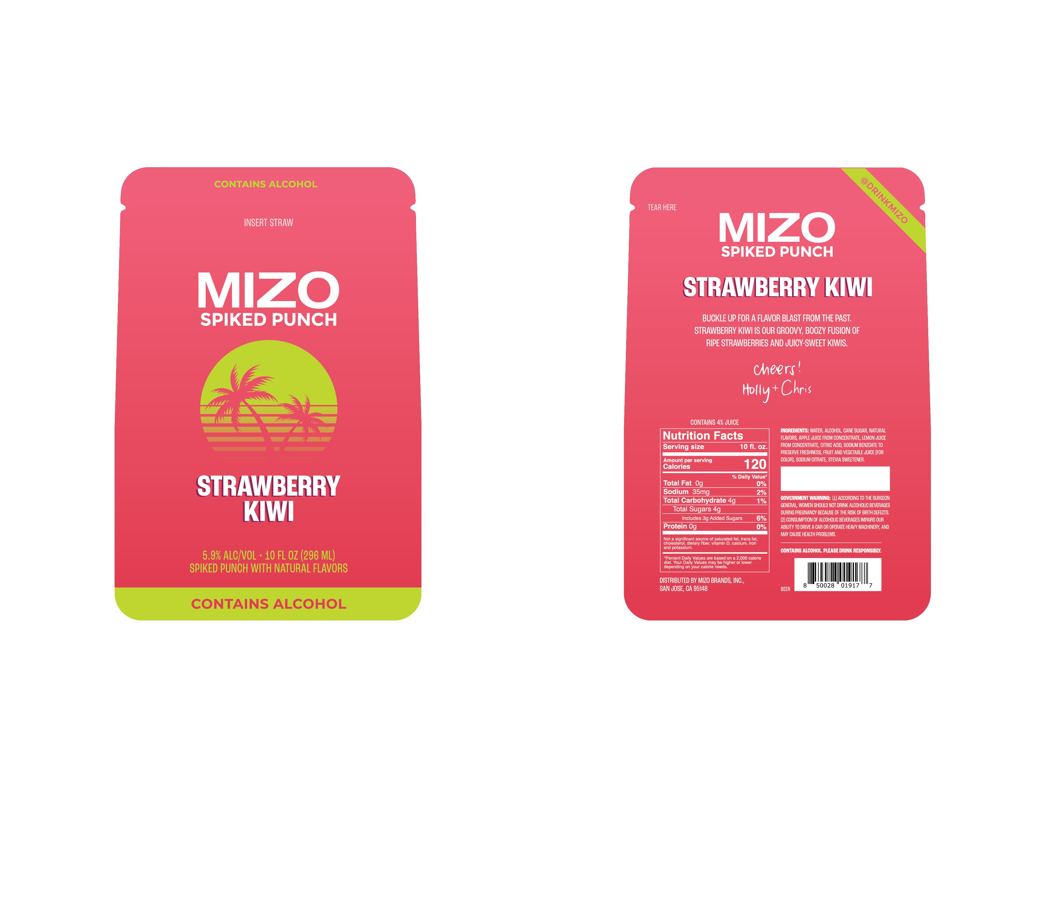 TABC label artwork for Mizo Spiked Punch - Strawberry Kiwi