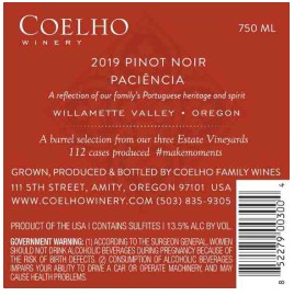 TABC label artwork for Coelho Paciencia Pinot Noir