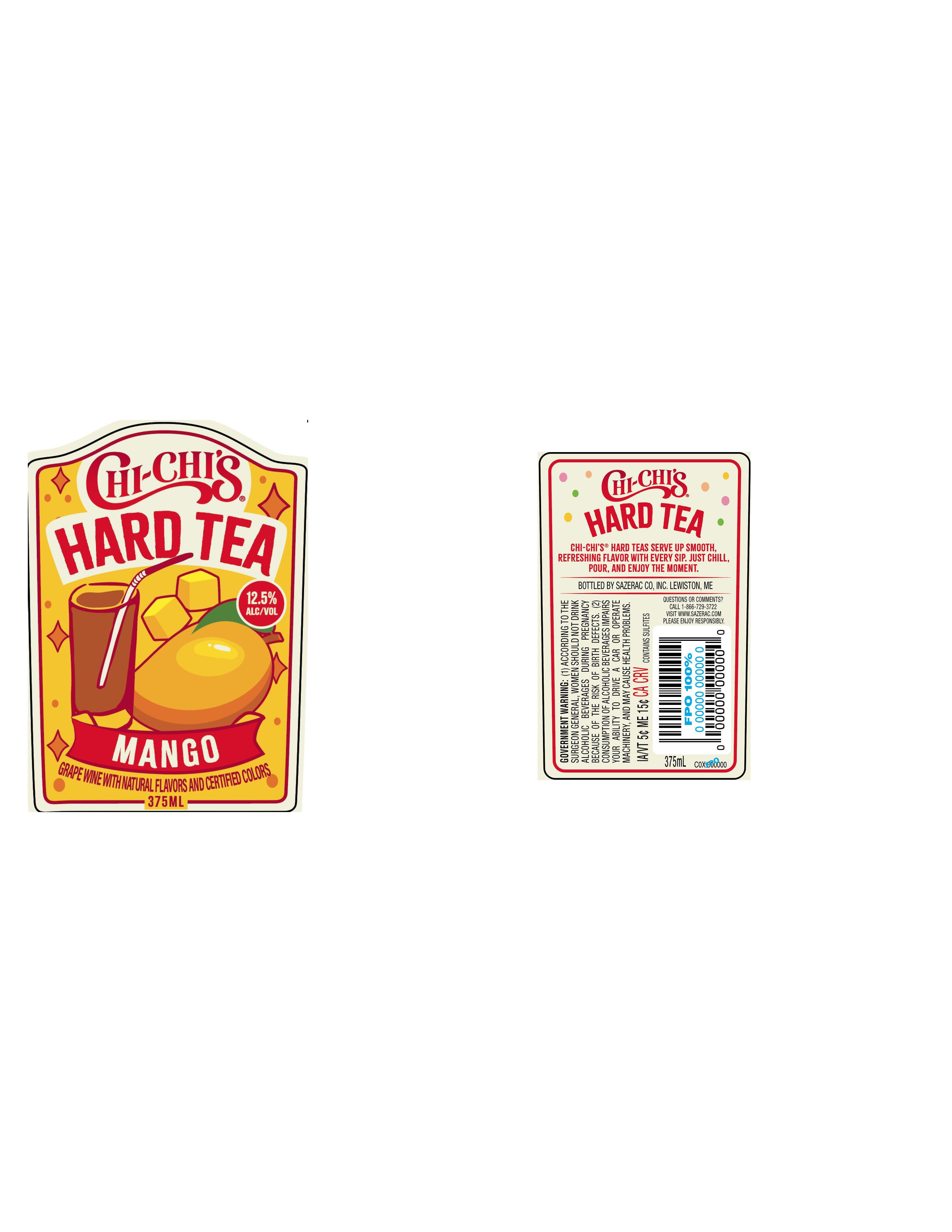 TABC label artwork for Chi-Chi's Hard Tea Mango