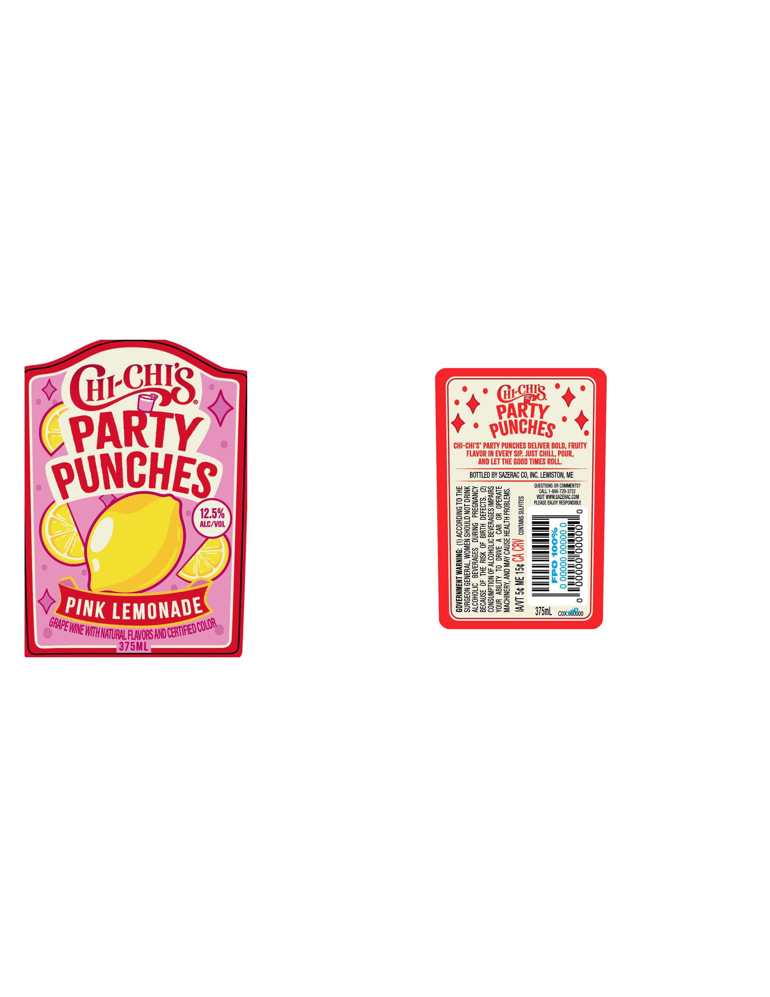 TABC label artwork for Chi-Chi's Party Punches Pink Lemonade Wine Cocktail