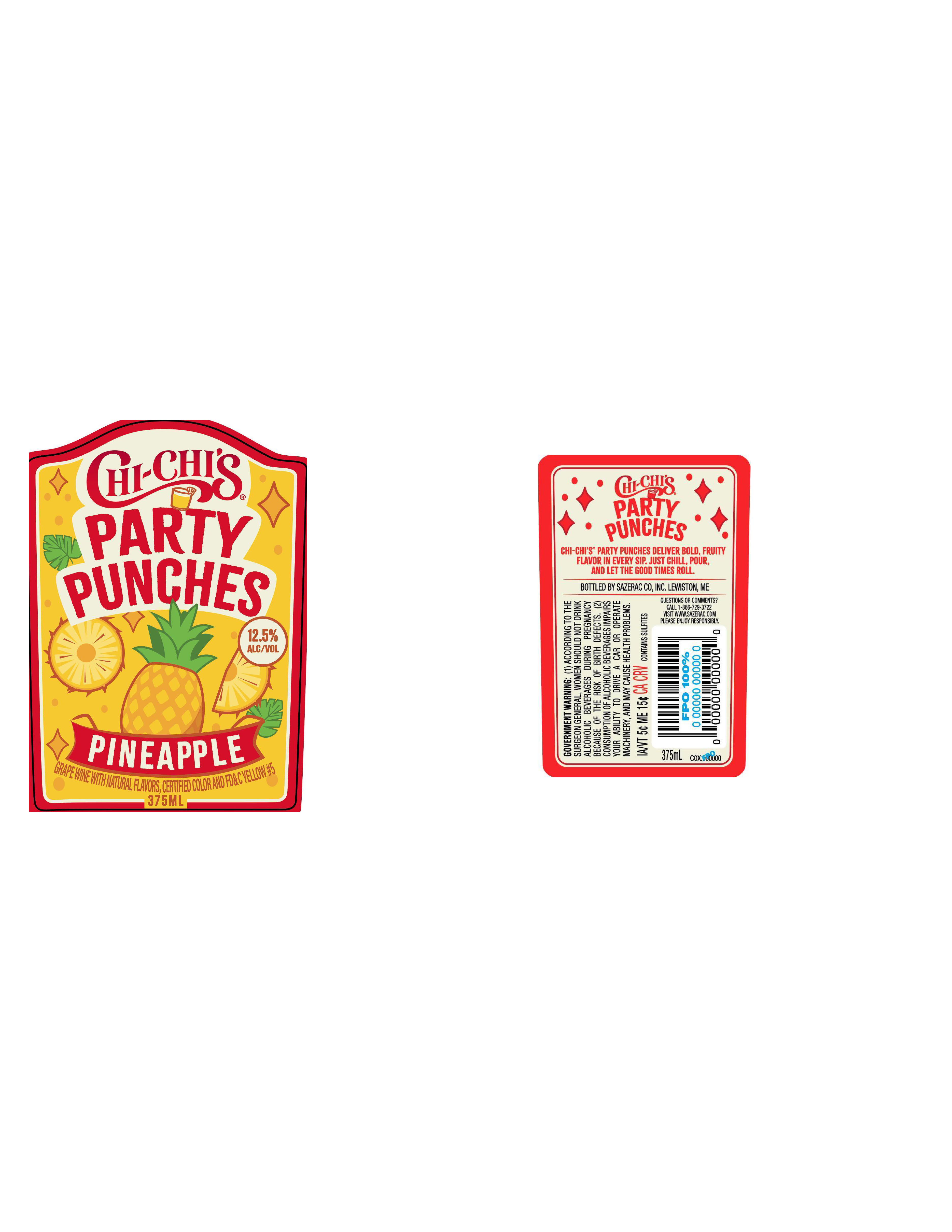 TABC label artwork for Chi-Chi's Party Punches Pineapple Wine Cocktail