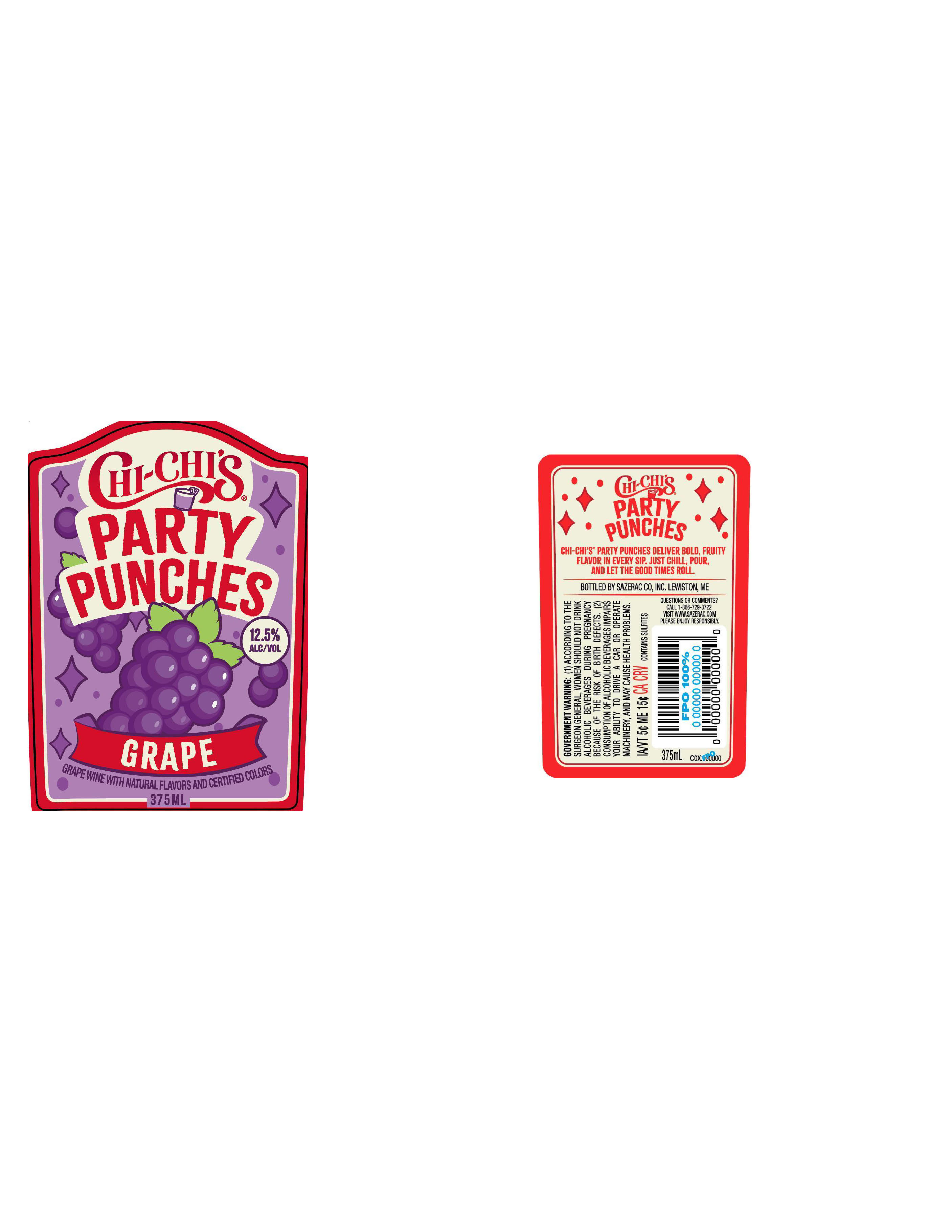 TABC label artwork for Chi-Chi's Party Punches Grape Wine Cocktail