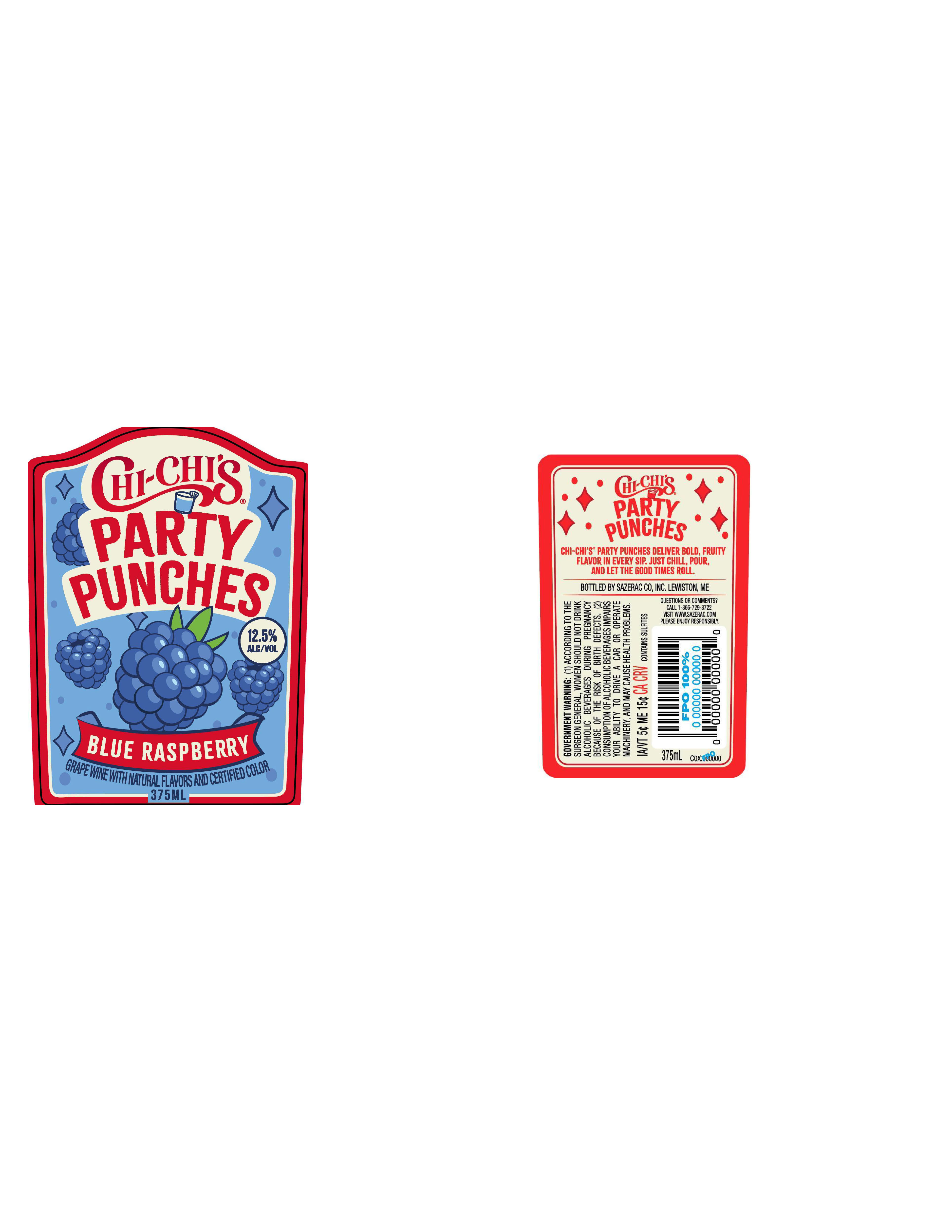 TABC label artwork for Chi-Chi's Party Punches Blue Raspberry Wine Cocktail