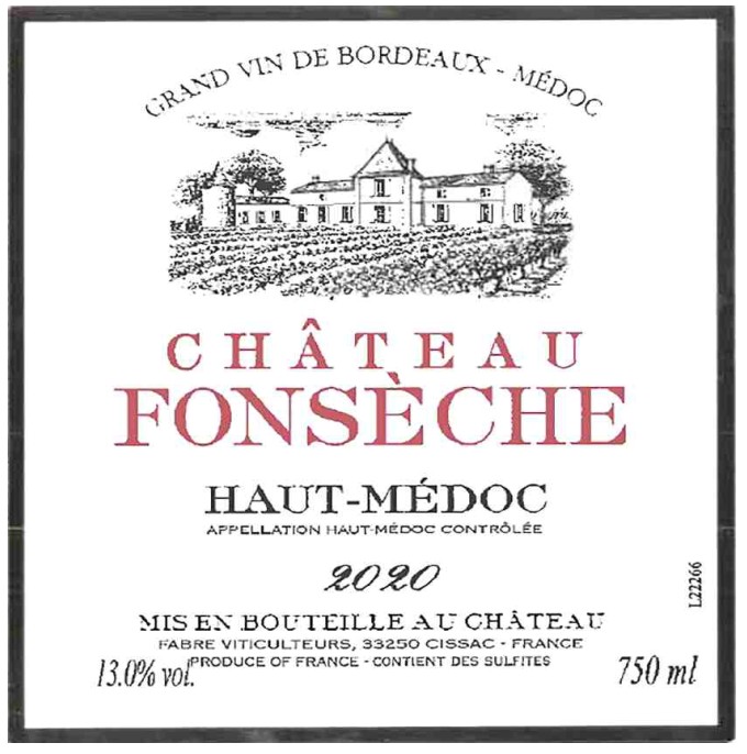 TABC label artwork for Chateau Fonseche Haut Medoc