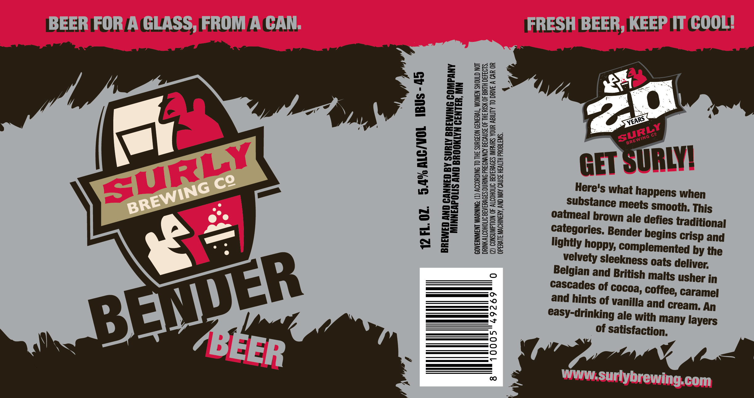 TABC label artwork for Surly Bender Beer
