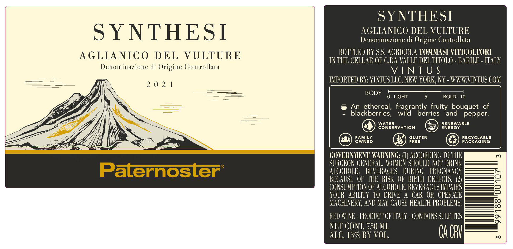 TABC label artwork for Paternoster