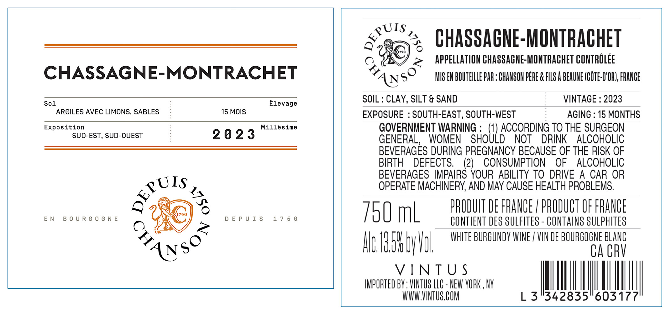 TABC label artwork for Chanson