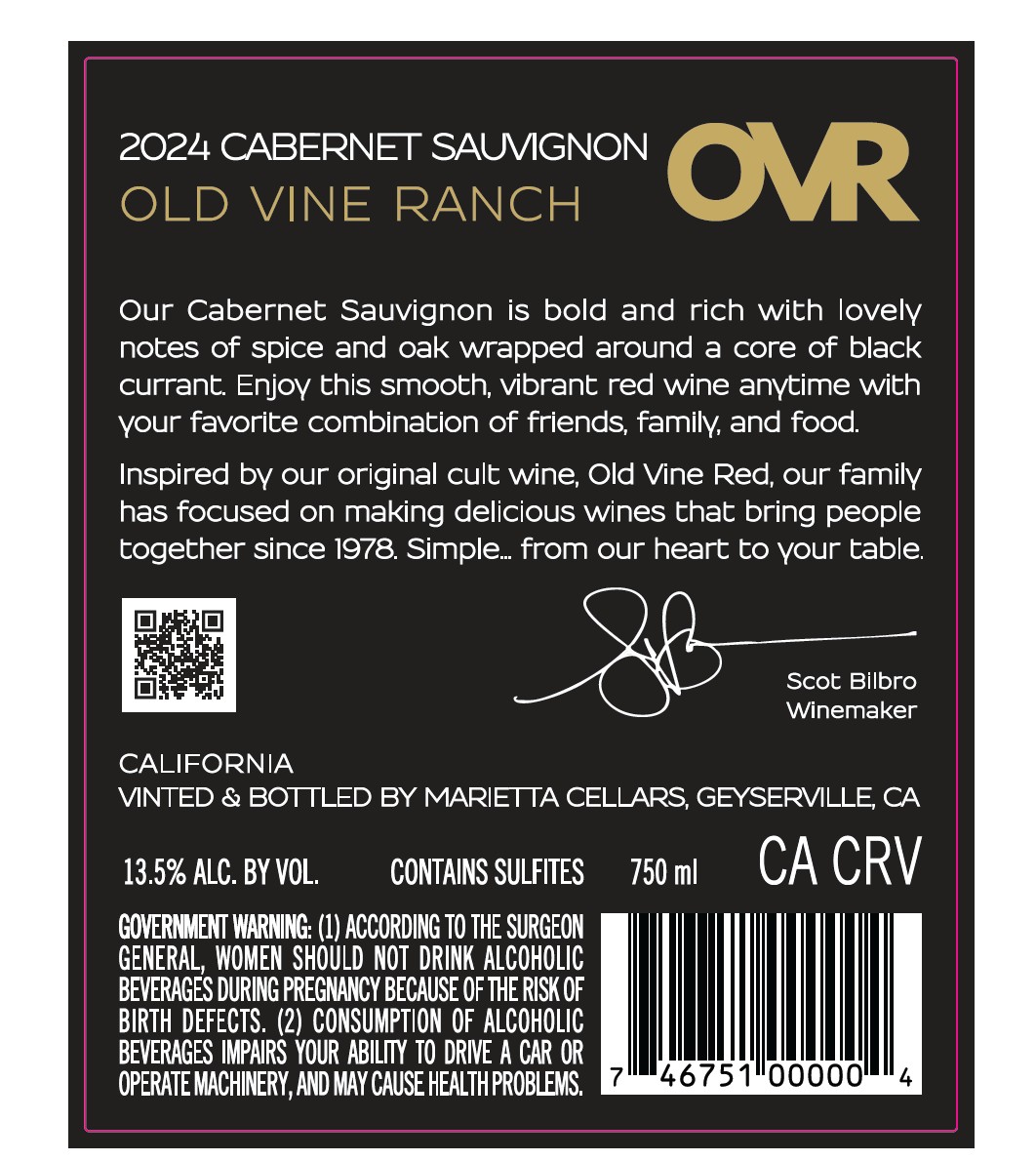 TABC label artwork for Marietta Old Vine Ranch Cabernet Sauvignon
