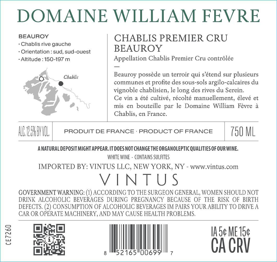 TABC label artwork for William Fevre Chablis 1er Cru Beauroy Domaine