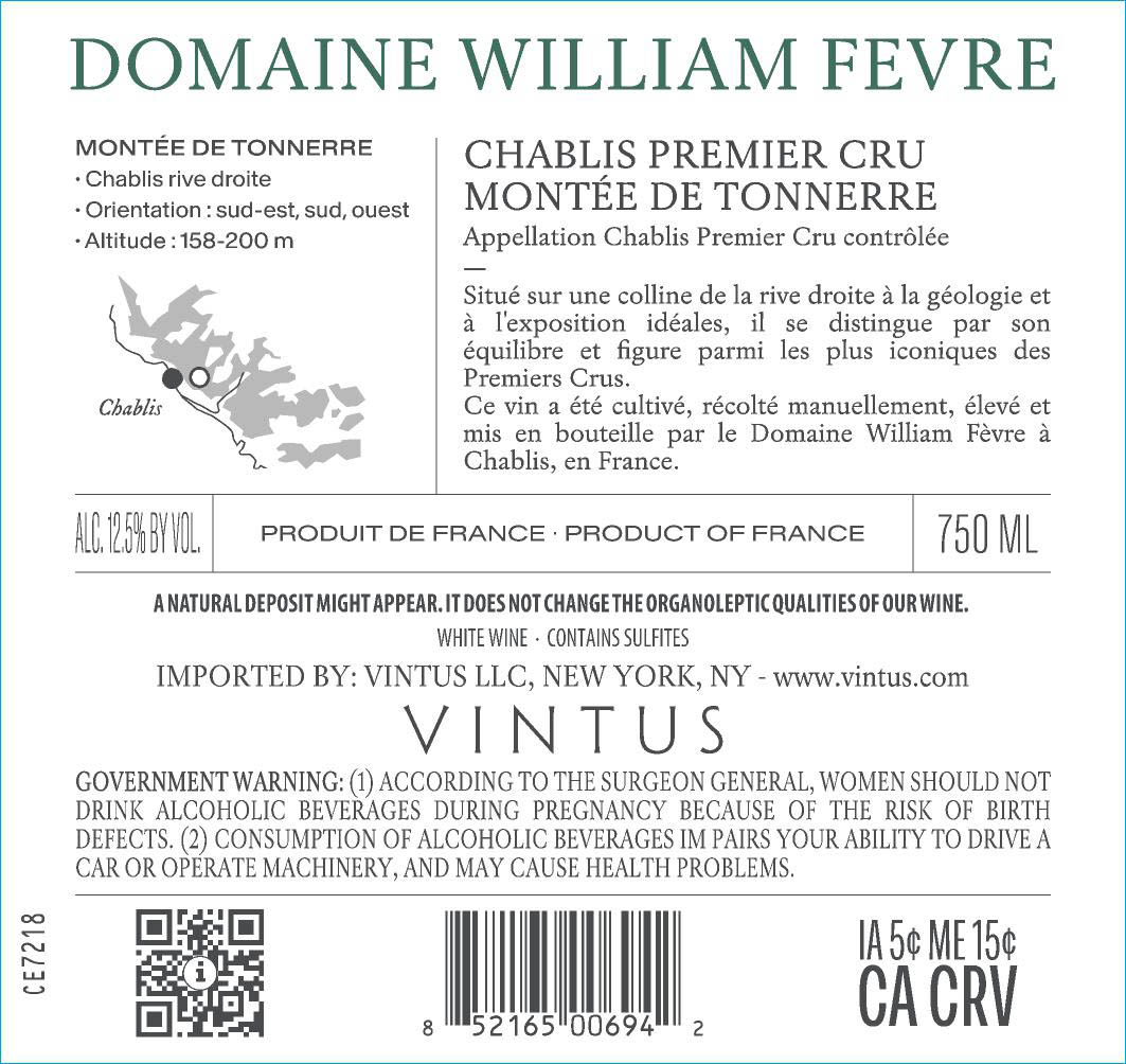TABC label artwork for William Fevre Chablis 1er Cru Montee de Tonnerre Domaine
