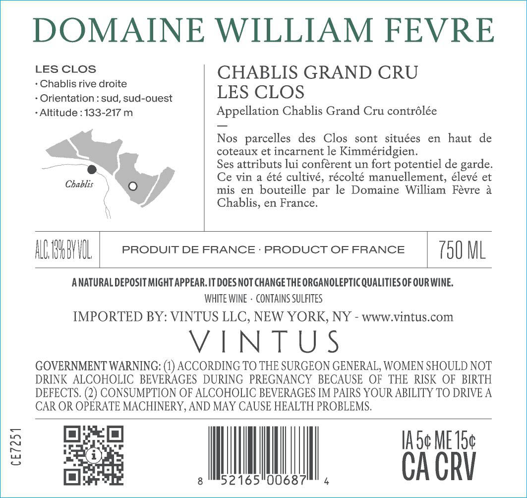 TABC label artwork for Domaine William Fevre Chablis Grand Cru Les Clos