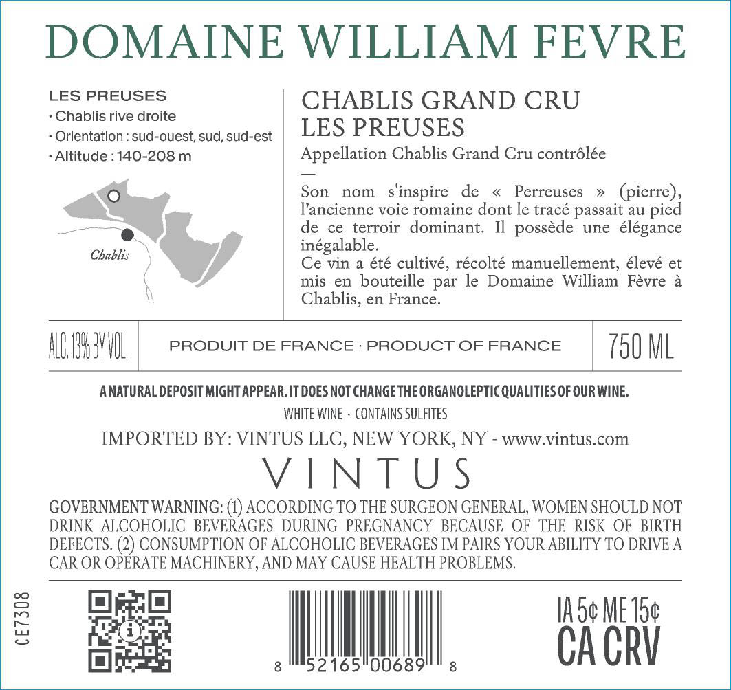 TABC label artwork for Domaine William Fevre Chablis Grand Cru Les Preuses